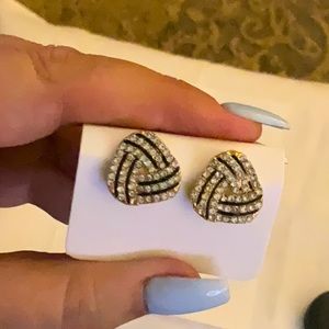 NWOT Goldtone Crystal Post Earrings